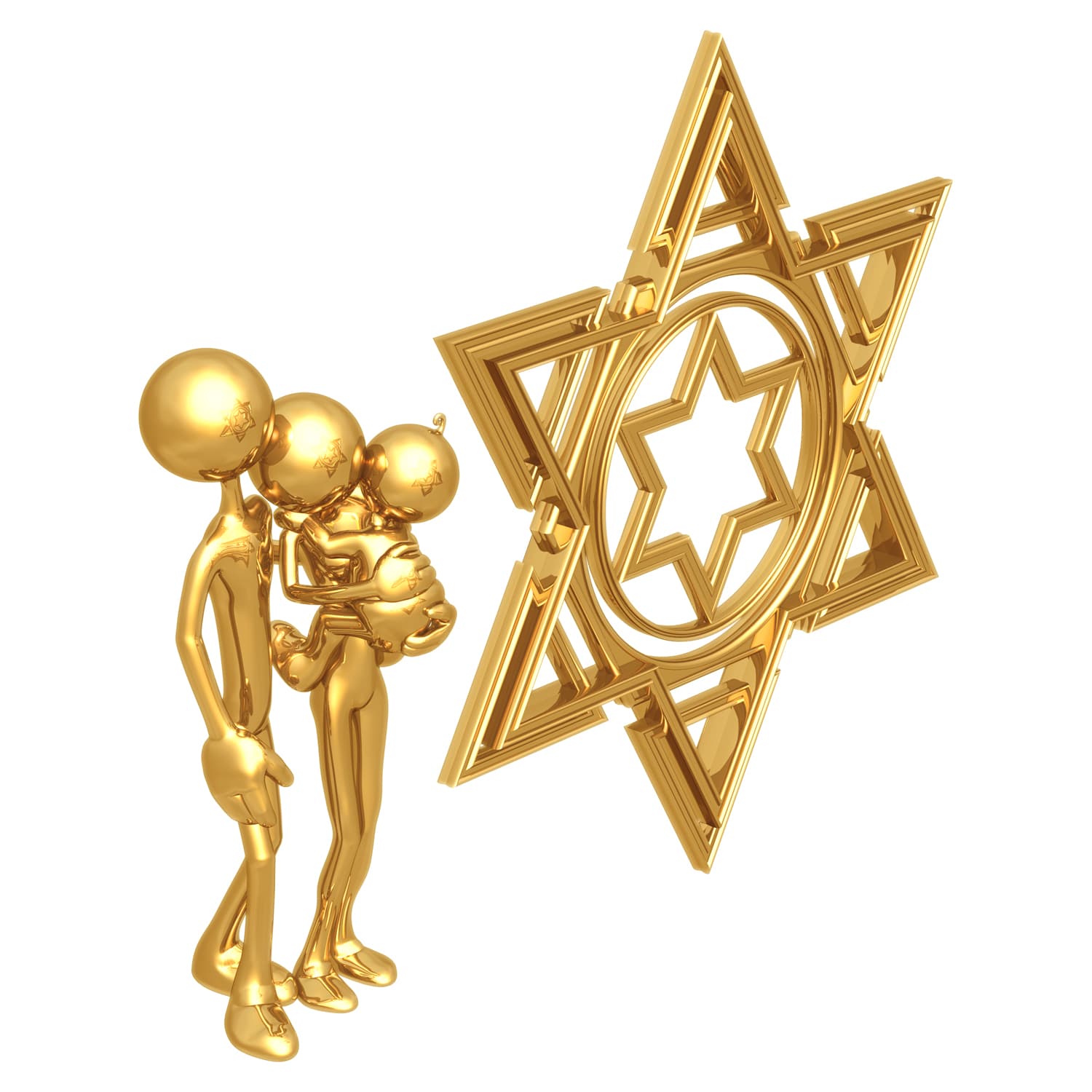 LuMaxArt Golden Family With Star Of David