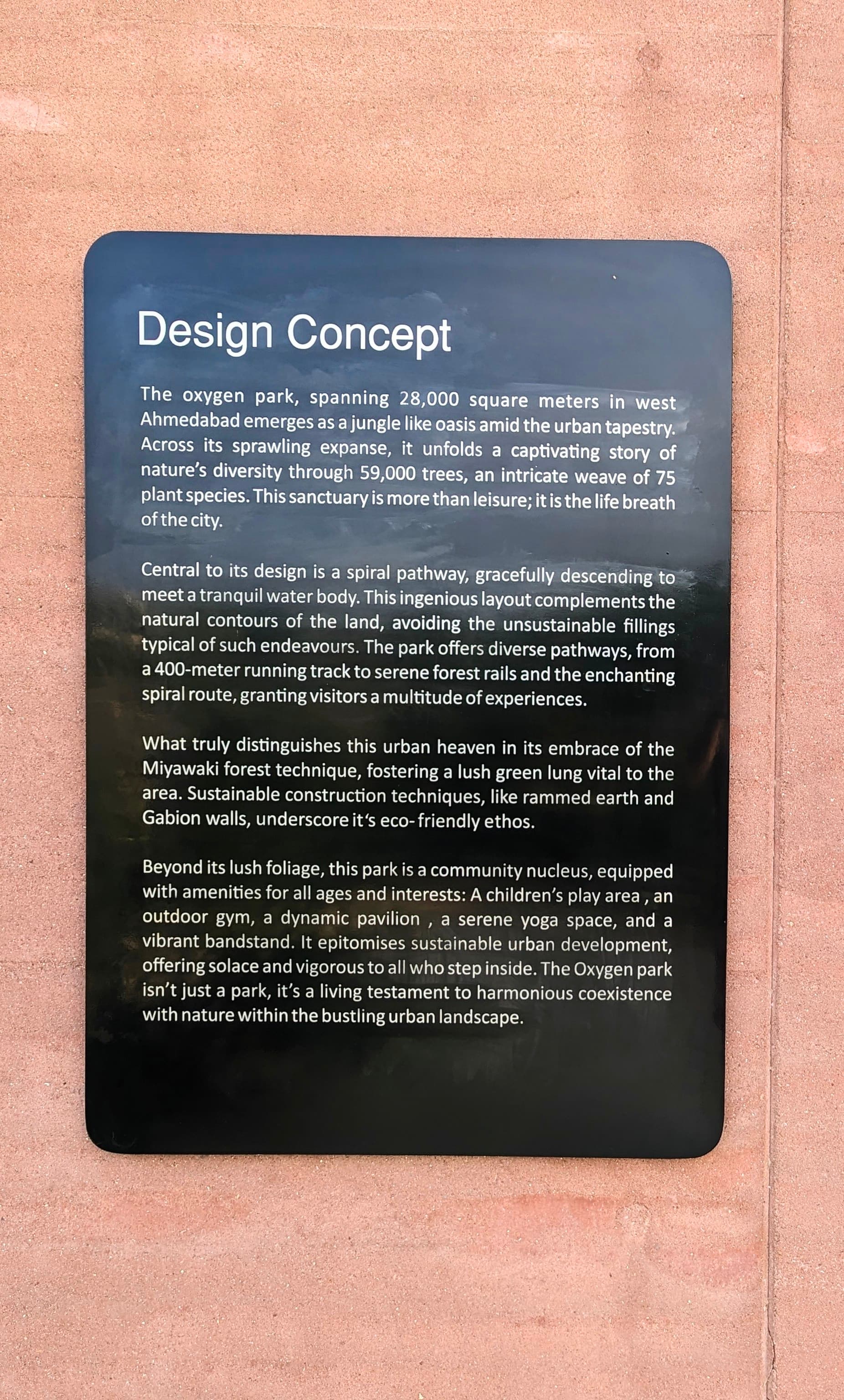 Design concept of Oxygen Park, Sindhu Bhavan Road