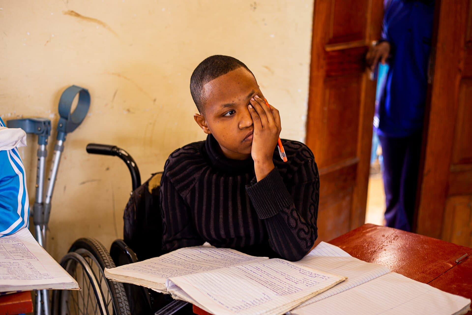 Disabled student studying
