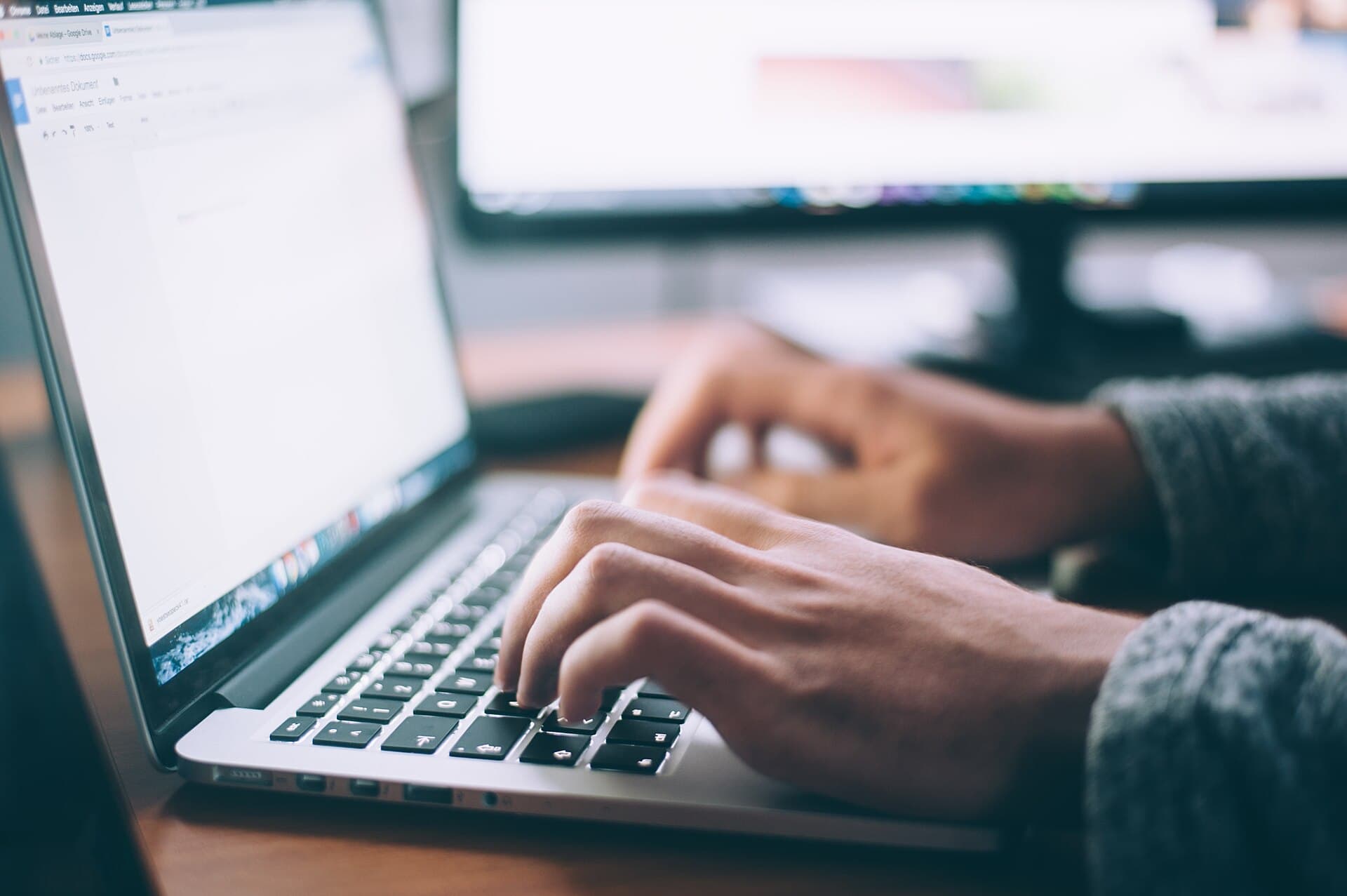 Laptop and hands and wrists