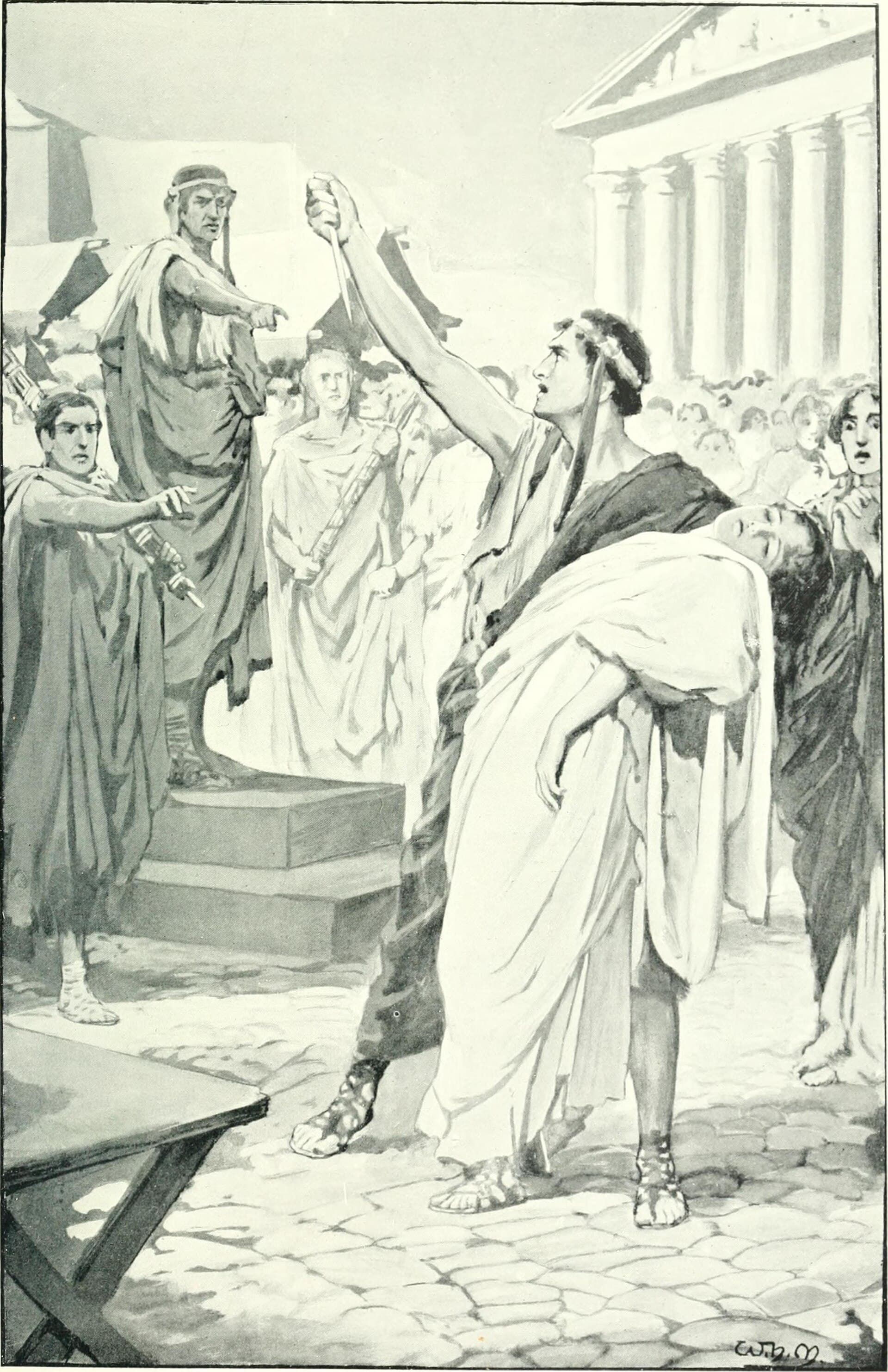 Death of Virginia scene from James Sheridan Knowles' play Virginius, Act V, Scene III