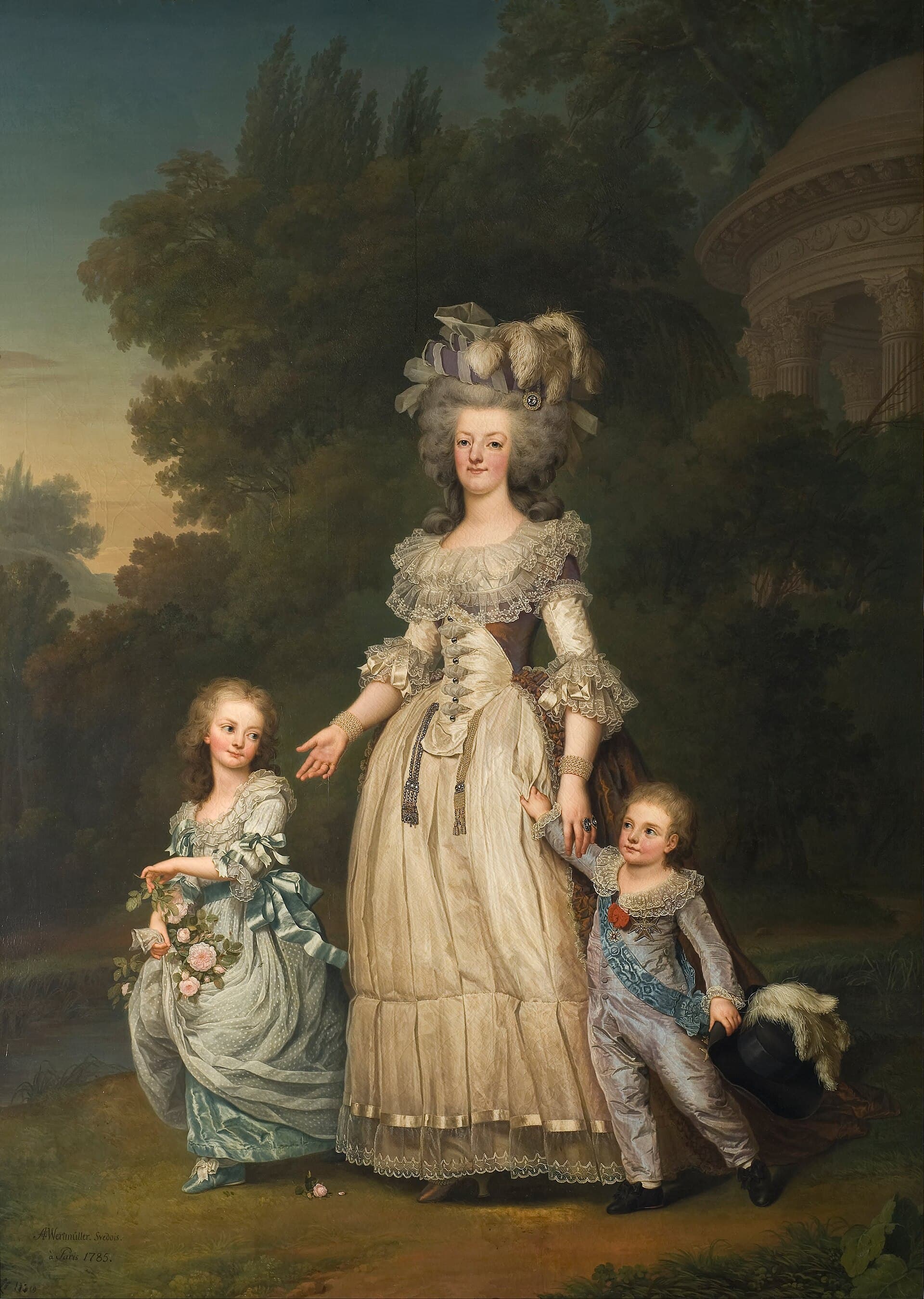 Adolf Ulrik Wertmüller - Queen Marie Antoinette of France and two of her Children Walking in The Park of Trian